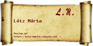 Létz Márta névjegykártya